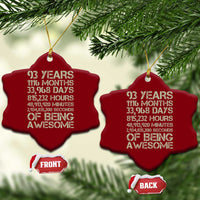 Vintage 93rd Milestone Birthday Ceramic Ornament 93 Years Of Being Awesome