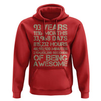 Vintage 93rd Milestone Birthday Hoodie 93 Years Of Being Awesome