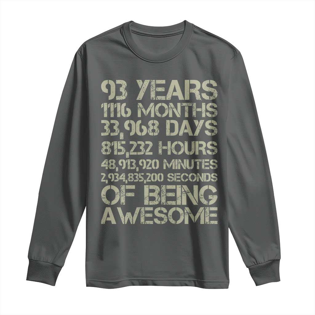 Vintage 93rd Milestone Birthday Long Sleeve Shirt 93 Years Of Being Awesome