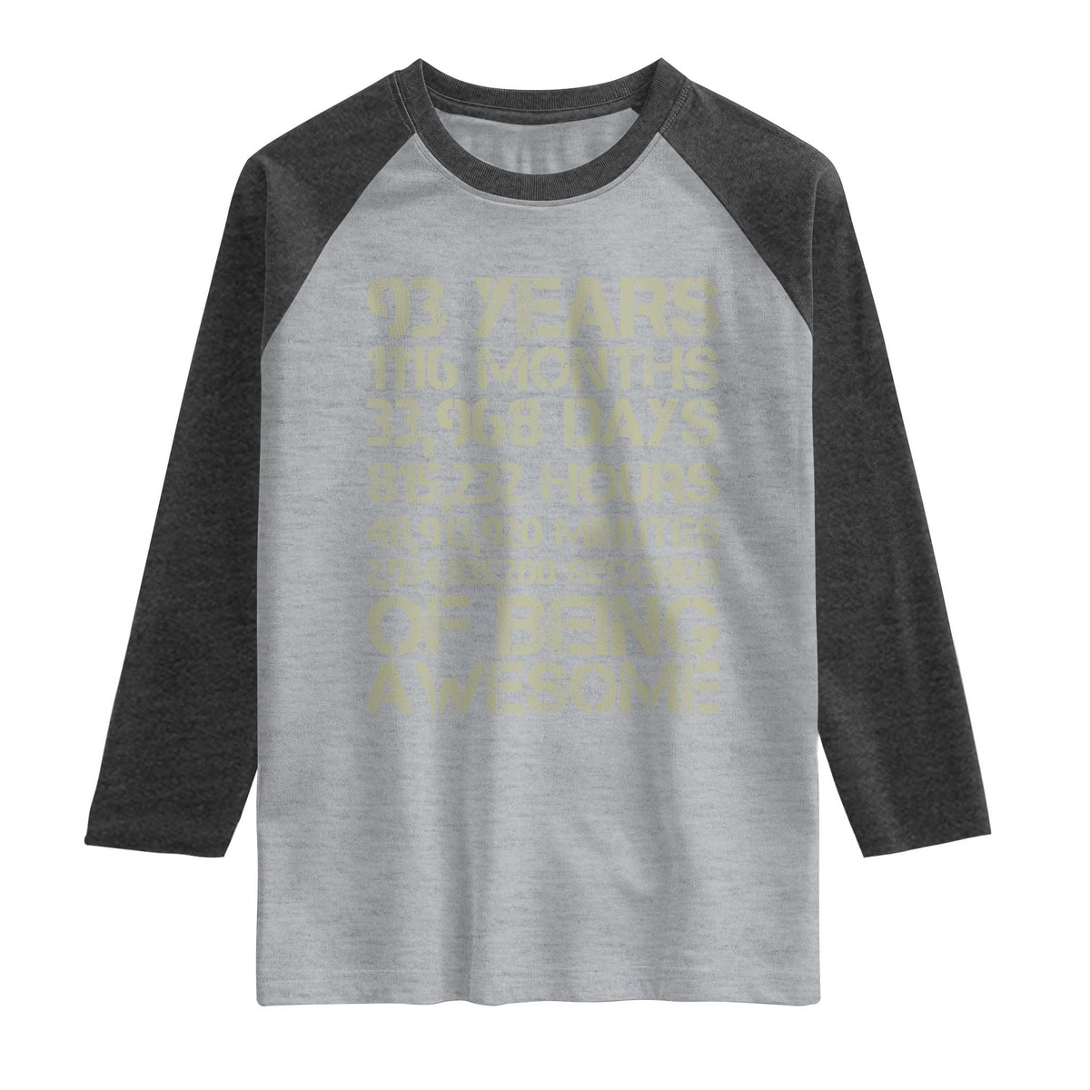 Vintage 93rd Milestone Birthday Raglan Shirt 93 Years Of Being Awesome