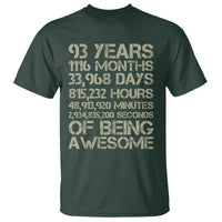 Vintage 93rd Milestone Birthday T Shirt 93 Years Of Being Awesome