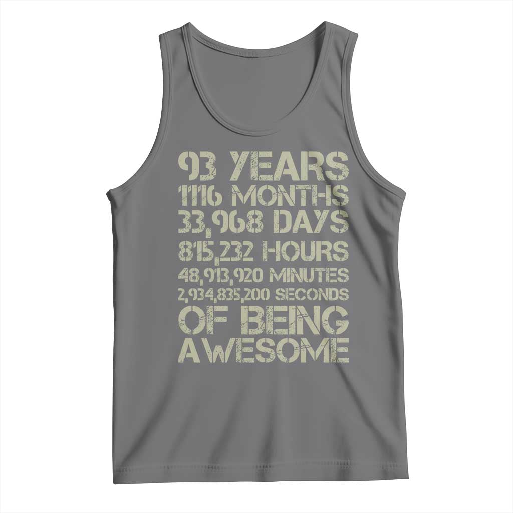 Vintage 93rd Milestone Birthday Tank Top 93 Years Of Being Awesome