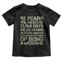 Vintage 93rd Milestone Birthday Toddler T Shirt 93 Years Of Being Awesome