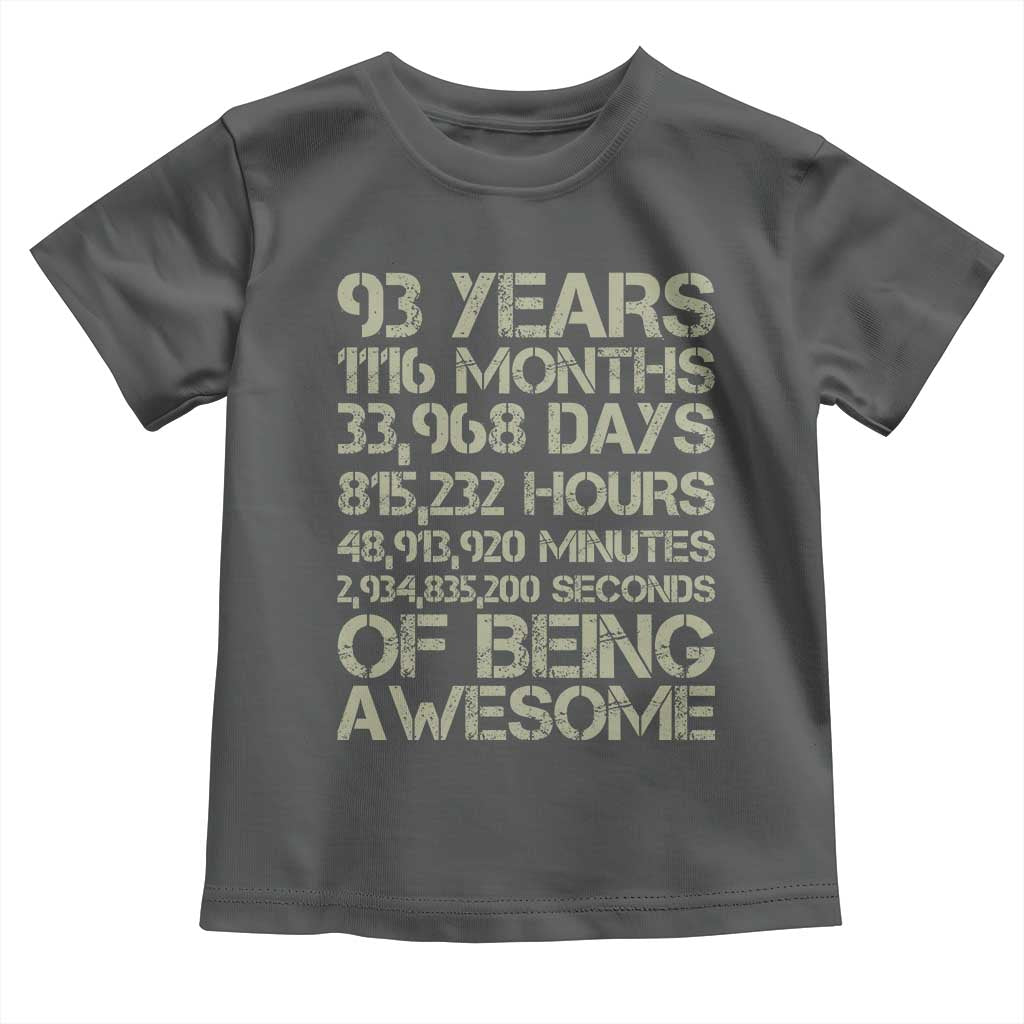 Vintage 93rd Milestone Birthday Toddler T Shirt 93 Years Of Being Awesome