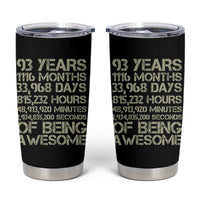 Vintage 93rd Milestone Birthday Tumbler Cup 93 Years Of Being Awesome