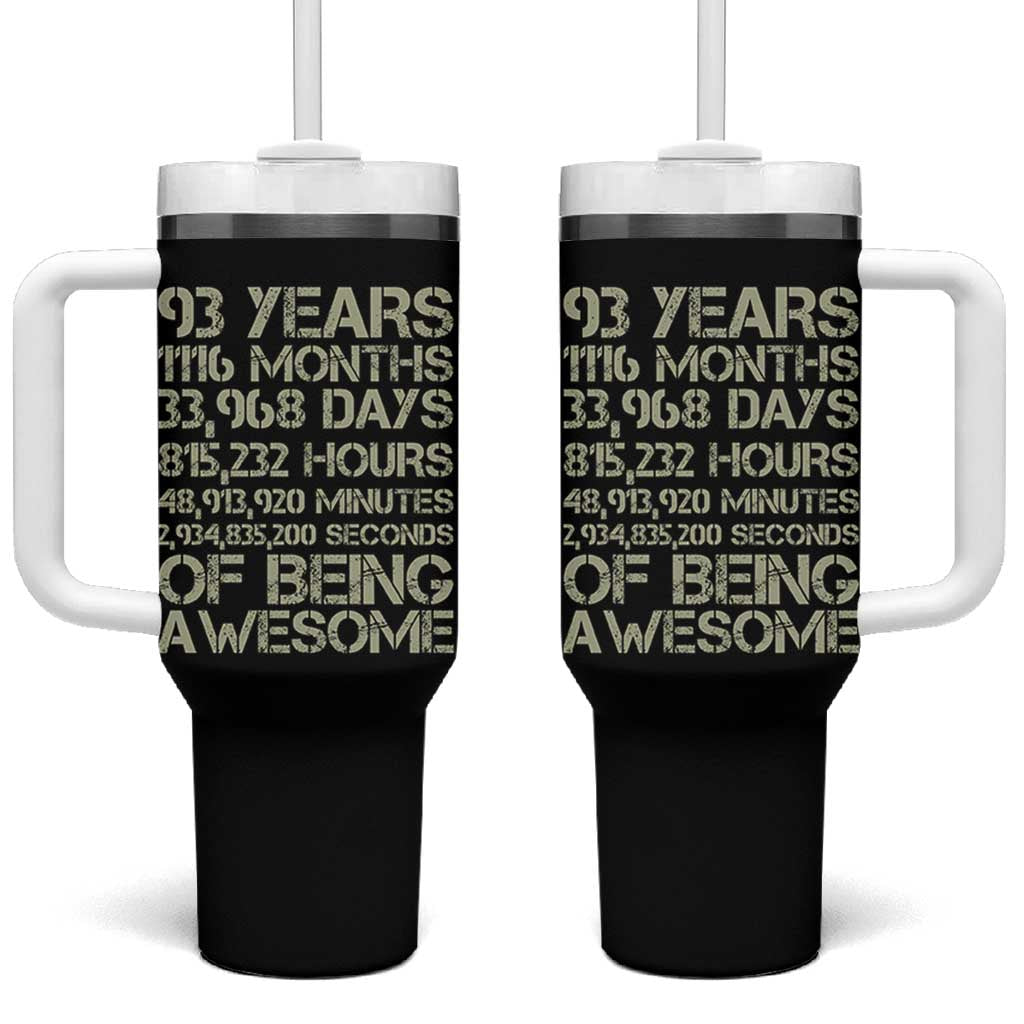 Vintage 93rd Milestone Birthday Tumbler With Handle 93 Years Of Being Awesome