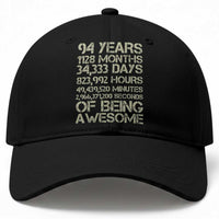 Vintage 94th Milestone Birthday Baseball Cap 94 Years Of Being Awesome