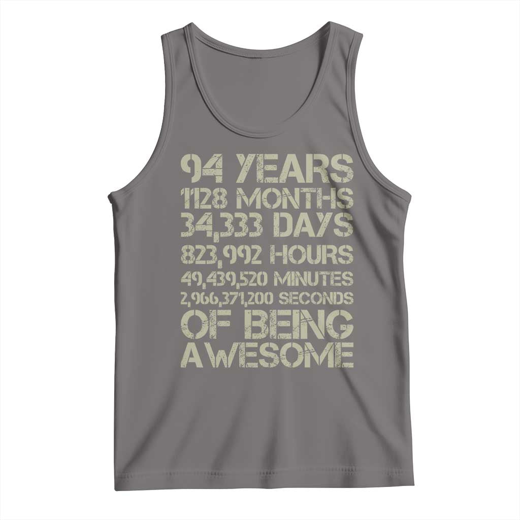 Vintage 94th Milestone Birthday Tank Top 94 Years Of Being Awesome