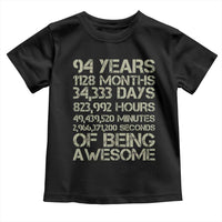 Vintage 94th Milestone Birthday Toddler T Shirt 94 Years Of Being Awesome