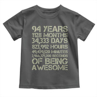 Vintage 94th Milestone Birthday Toddler T Shirt 94 Years Of Being Awesome