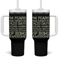 Vintage 94th Milestone Birthday Tumbler With Handle 94 Years Of Being Awesome