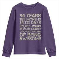 Vintage 94th Milestone Birthday Youth Sweatshirt 94 Years Of Being Awesome