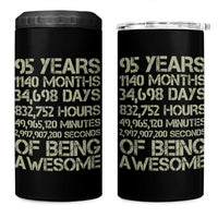 Vintage 95th Milestone Birthday 4 in 1 Can Cooler Tumbler 95 Years Of Being Awesome