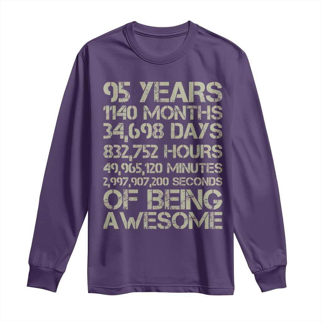 Vintage 95th Milestone Birthday Long Sleeve Shirt 95 Years Of Being Awesome