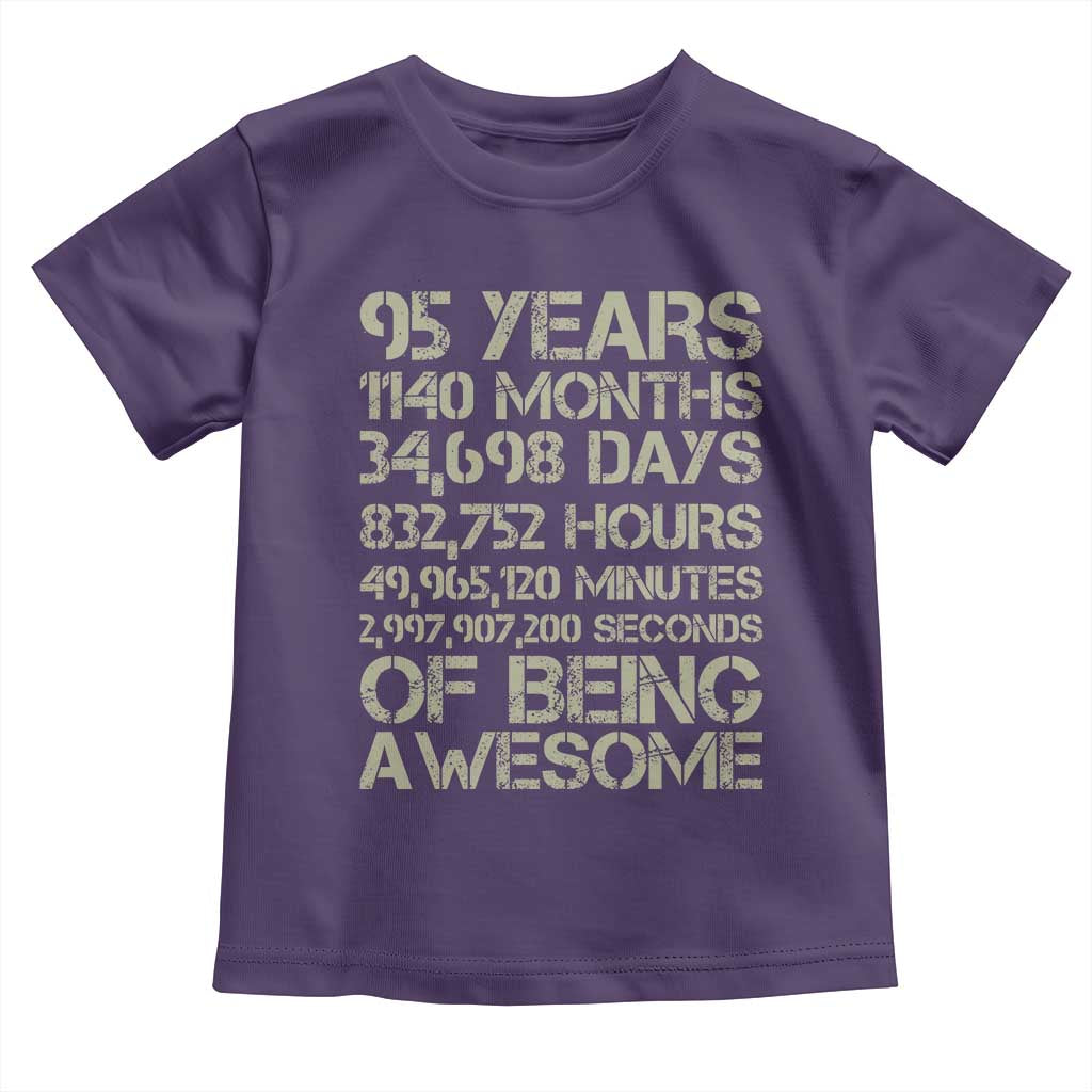 Vintage 95th Milestone Birthday Toddler T Shirt 95 Years Of Being Awesome