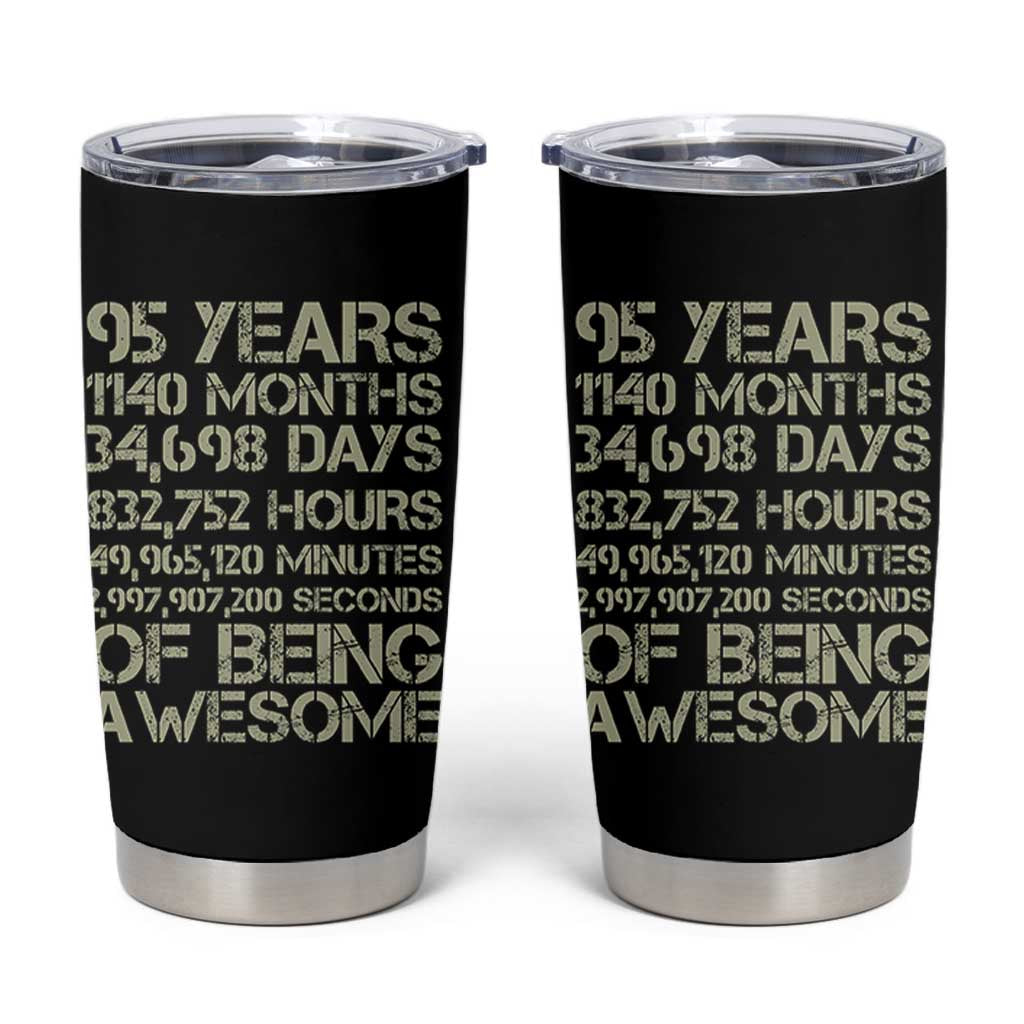 Vintage 95th Milestone Birthday Tumbler Cup 95 Years Of Being Awesome