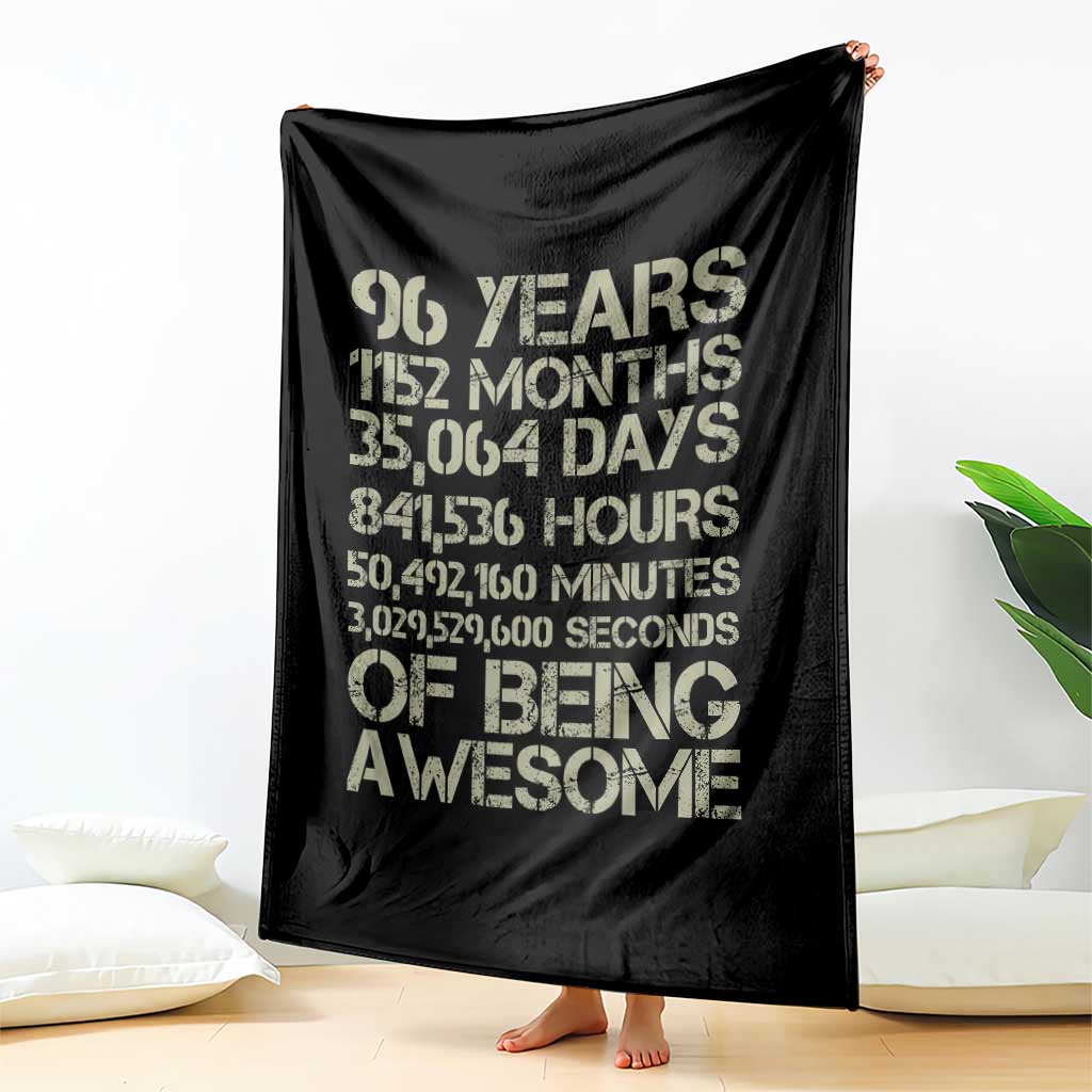 Vintage 96th Milestone Birthday Throw Blanket 96 Years Of Being Awesome