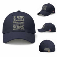 Vintage 96th Milestone Birthday Baseball Cap 96 Years Of Being Awesome