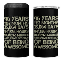 Vintage 96th Milestone Birthday 4 in 1 Can Cooler Tumbler 96 Years Of Being Awesome