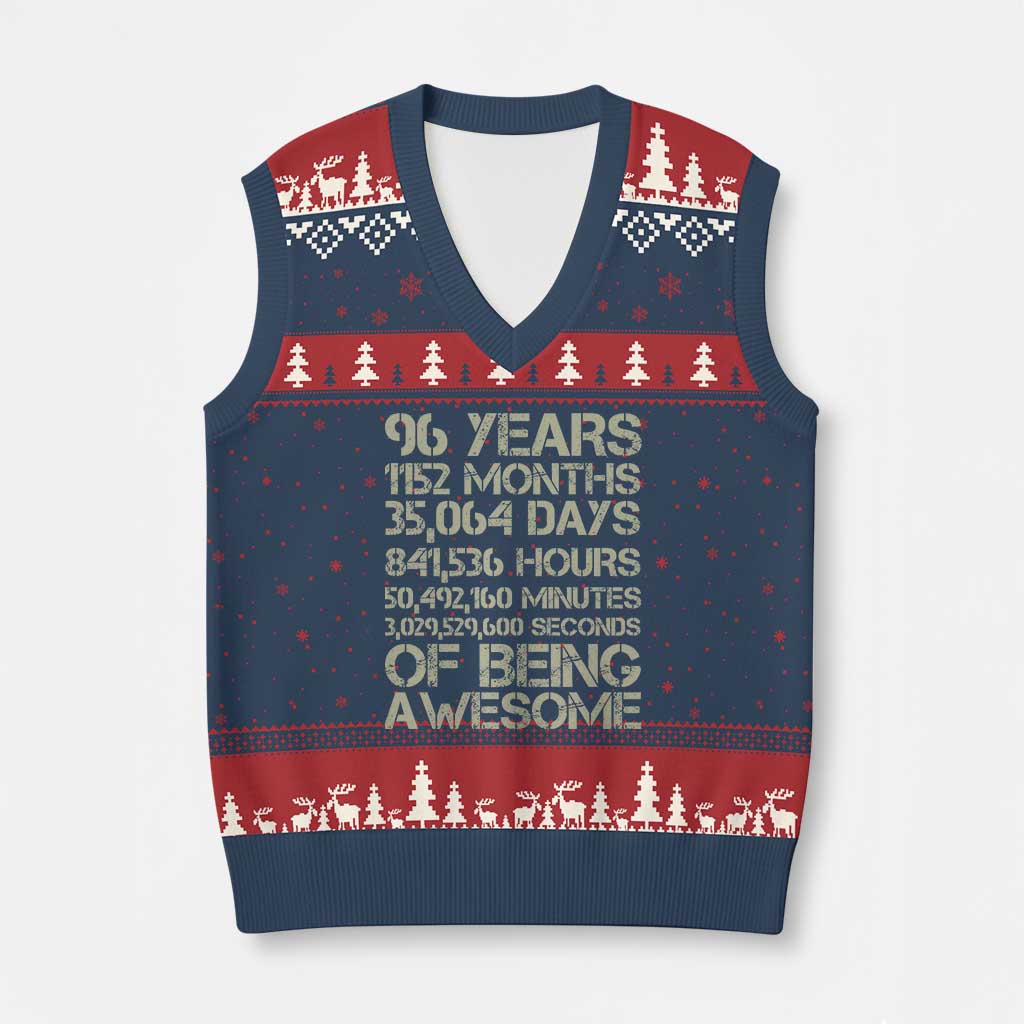 Vintage 96th Milestone Birthday V-Neck Knit Sweater Vest 96 Years Of Being Awesome