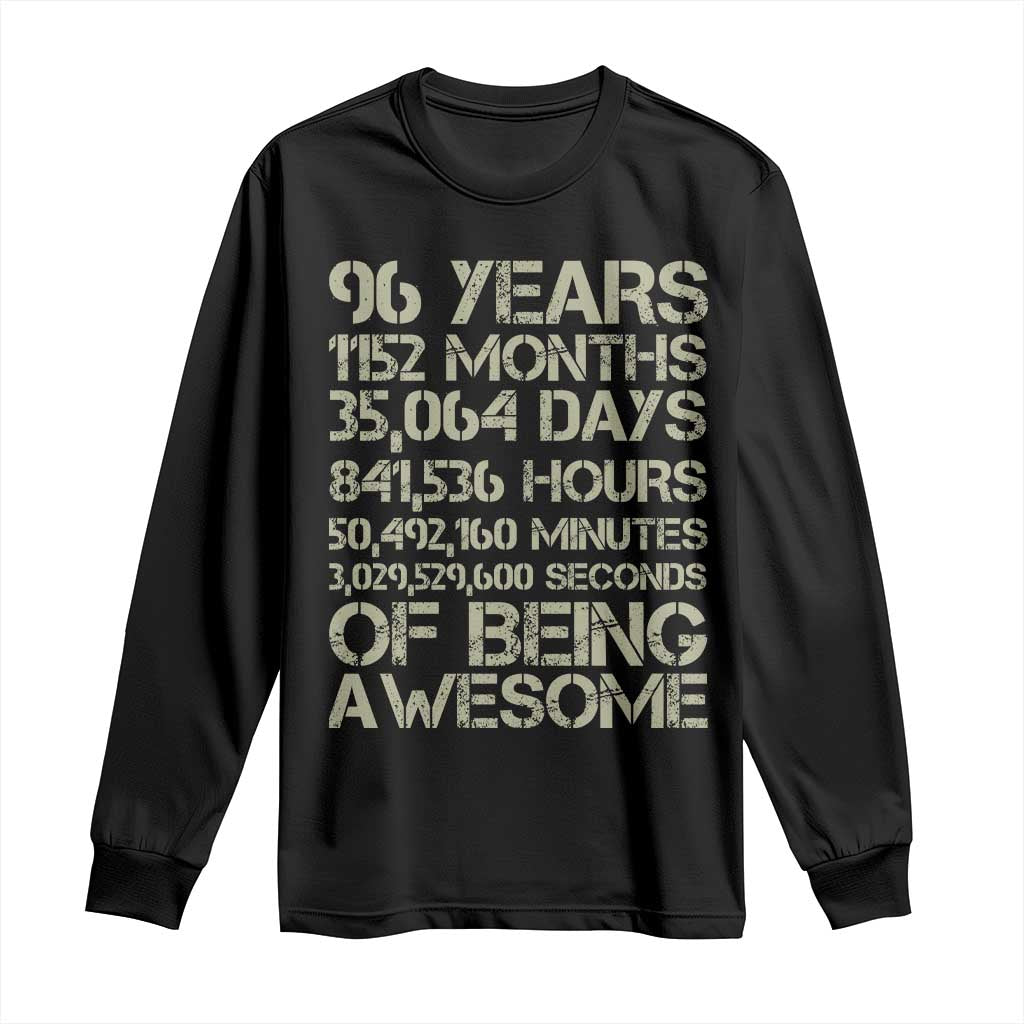 Vintage 96th Milestone Birthday Long Sleeve Shirt 96 Years Of Being Awesome