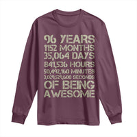 Vintage 96th Milestone Birthday Long Sleeve Shirt 96 Years Of Being Awesome