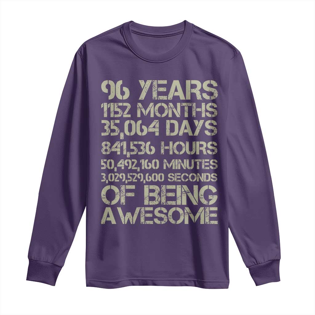 Vintage 96th Milestone Birthday Long Sleeve Shirt 96 Years Of Being Awesome