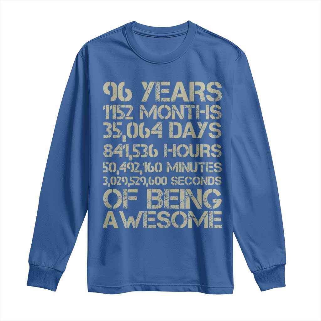 Vintage 96th Milestone Birthday Long Sleeve Shirt 96 Years Of Being Awesome