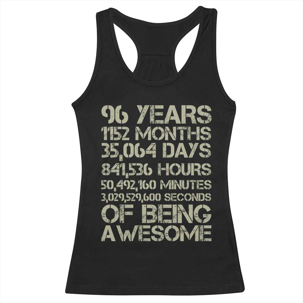 Vintage 96th Milestone Birthday Racerback Tank Top 96 Years Of Being Awesome