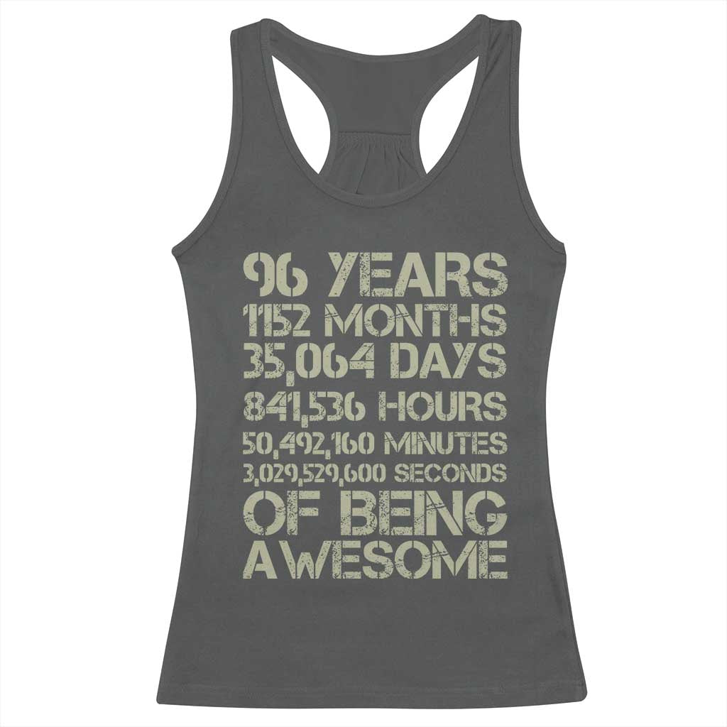 Vintage 96th Milestone Birthday Racerback Tank Top 96 Years Of Being Awesome