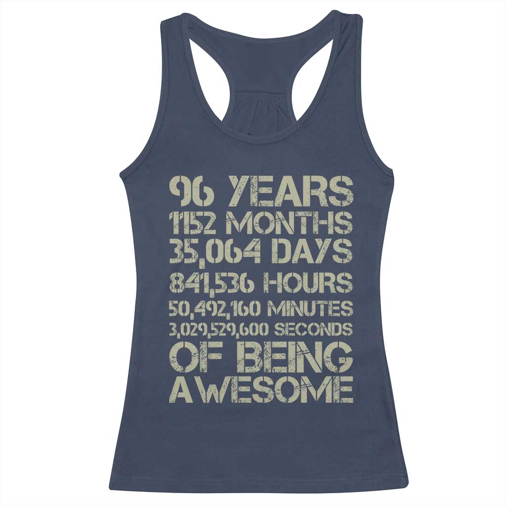 Vintage 96th Milestone Birthday Racerback Tank Top 96 Years Of Being Awesome