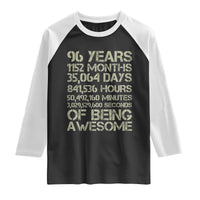 Vintage 96th Milestone Birthday Raglan Shirt 96 Years Of Being Awesome