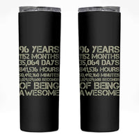 Vintage 96th Milestone Birthday Skinny Tumbler 96 Years Of Being Awesome