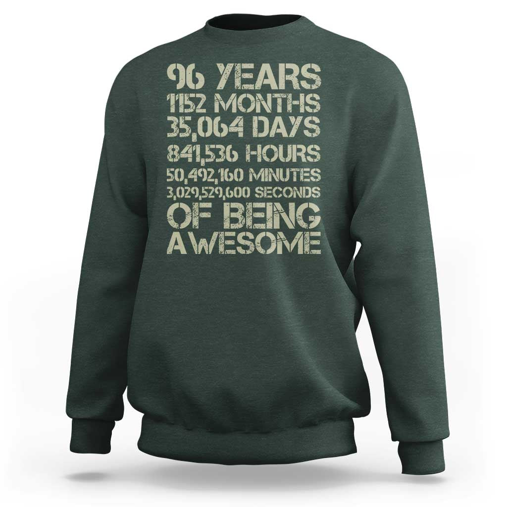 Vintage 96th Milestone Birthday Sweatshirt 96 Years Of Being Awesome