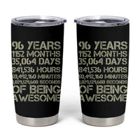 Vintage 96th Milestone Birthday Tumbler Cup 96 Years Of Being Awesome