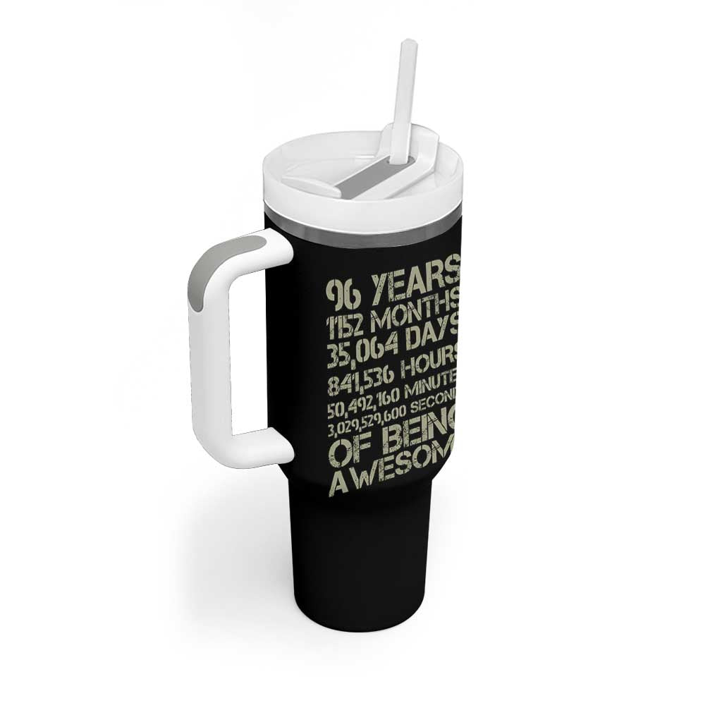 Vintage 96th Milestone Birthday Tumbler With Handle 96 Years Of Being Awesome