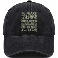 Vintage 96th Milestone Birthday Washed Cotton Baseball Cap 96 Years Of Being Awesome