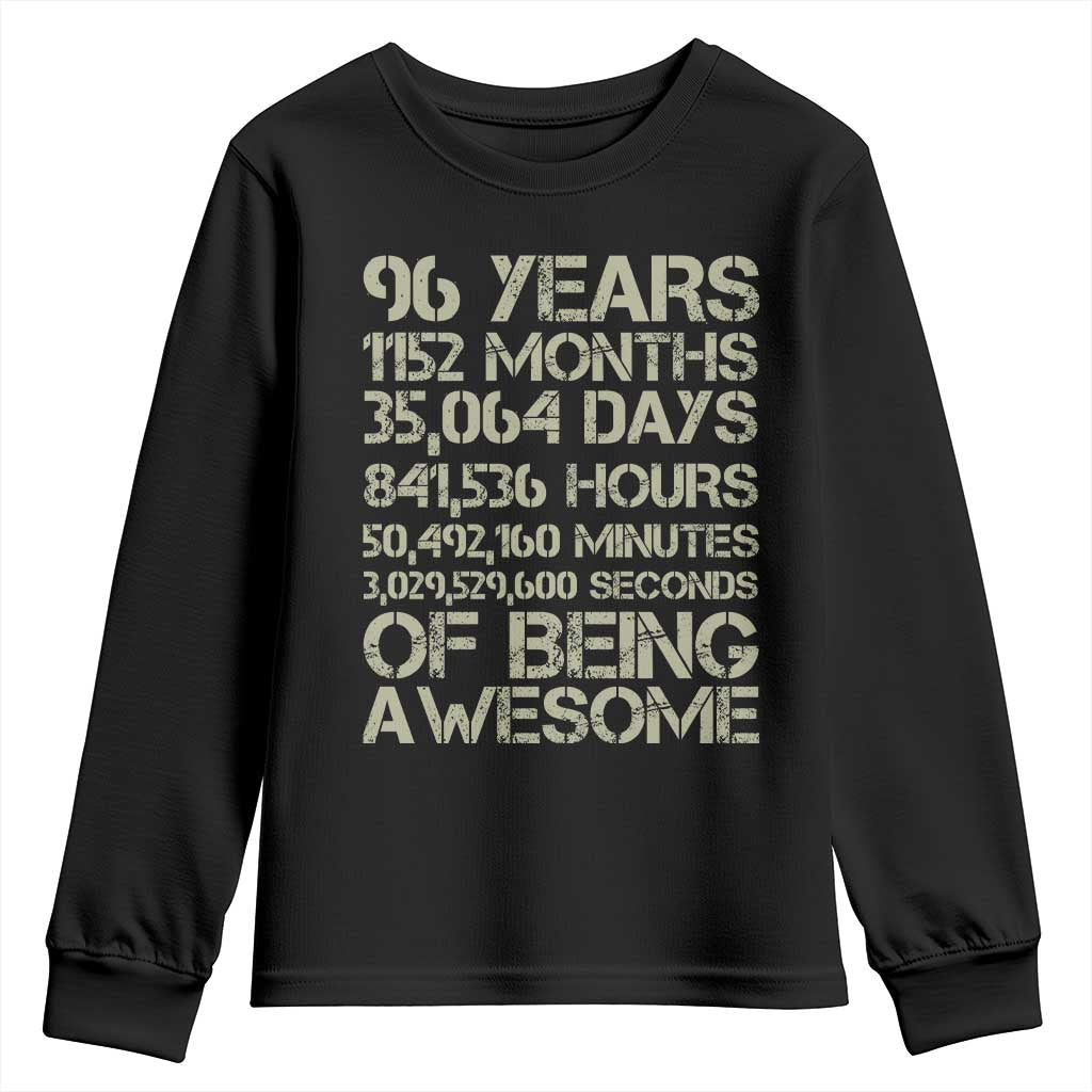 Vintage 96th Milestone Birthday Youth Sweatshirt 96 Years Of Being Awesome