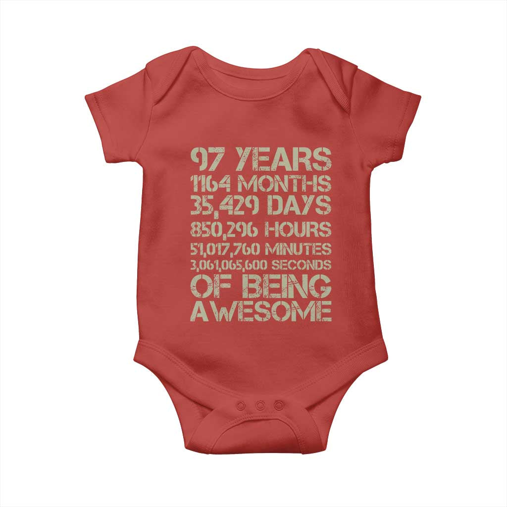 Vintage 97th Milestone Birthday Baby Onesie 97 Years Of Being Awesome