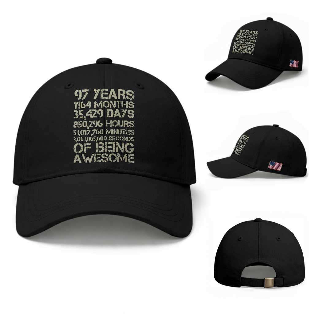 Vintage 97th Milestone Birthday Baseball Cap 97 Years Of Being Awesome