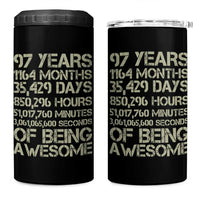 Vintage 97th Milestone Birthday 4 in 1 Can Cooler Tumbler 97 Years Of Being Awesome