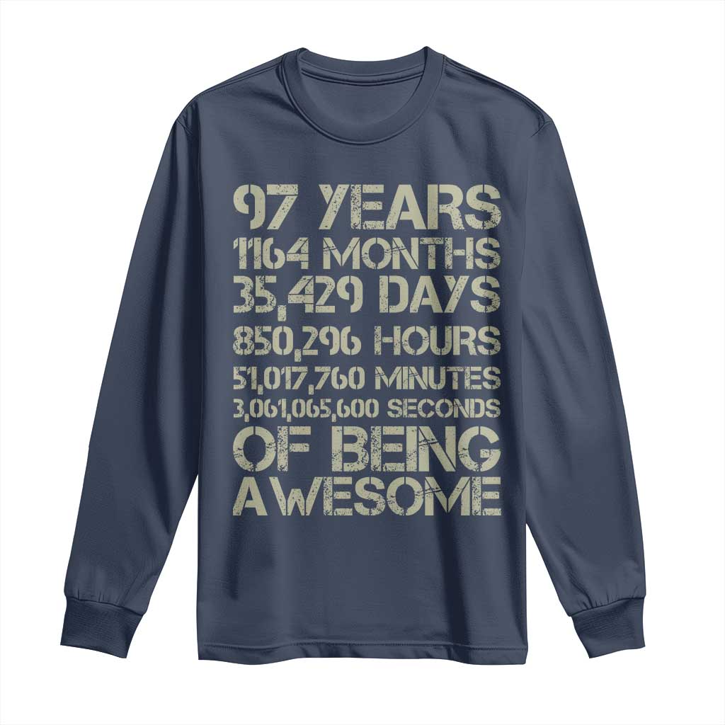 Vintage 97th Milestone Birthday Long Sleeve Shirt 97 Years Of Being Awesome