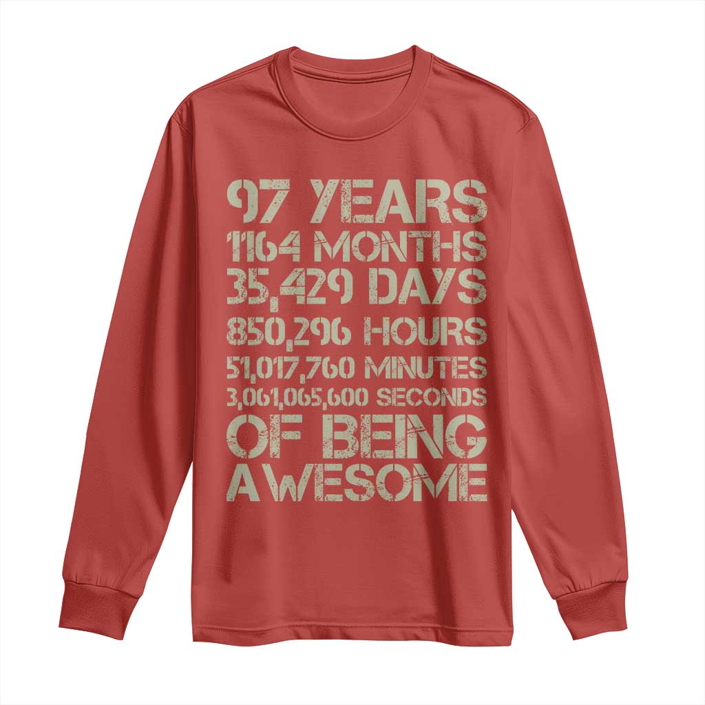 Vintage 97th Milestone Birthday Long Sleeve Shirt 97 Years Of Being Awesome
