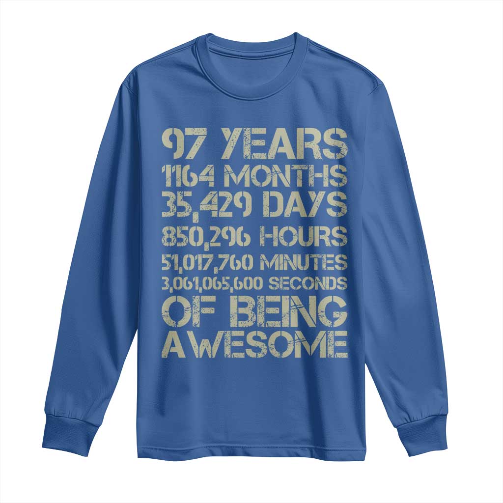 Vintage 97th Milestone Birthday Long Sleeve Shirt 97 Years Of Being Awesome