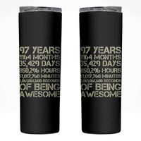 Vintage 97th Milestone Birthday Skinny Tumbler 97 Years Of Being Awesome