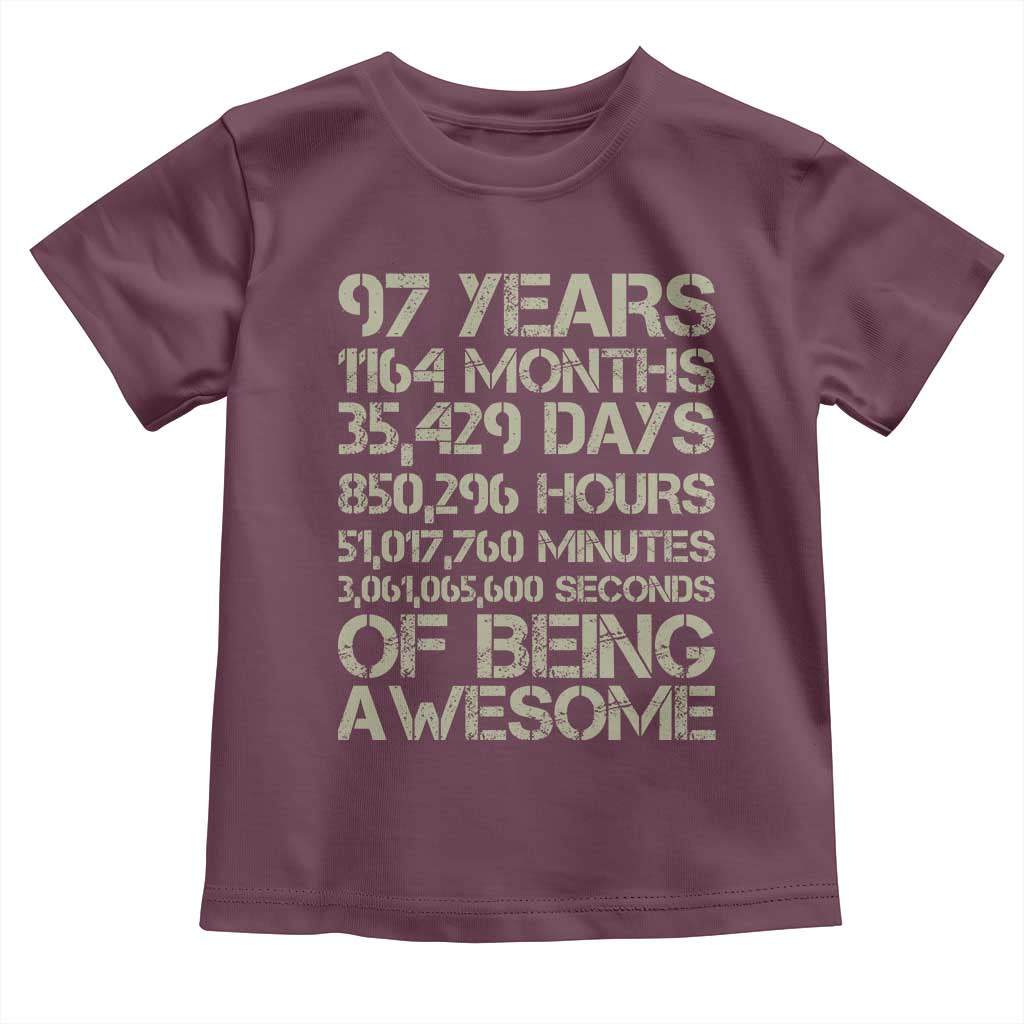 Vintage 97th Milestone Birthday Toddler T Shirt 97 Years Of Being Awesome