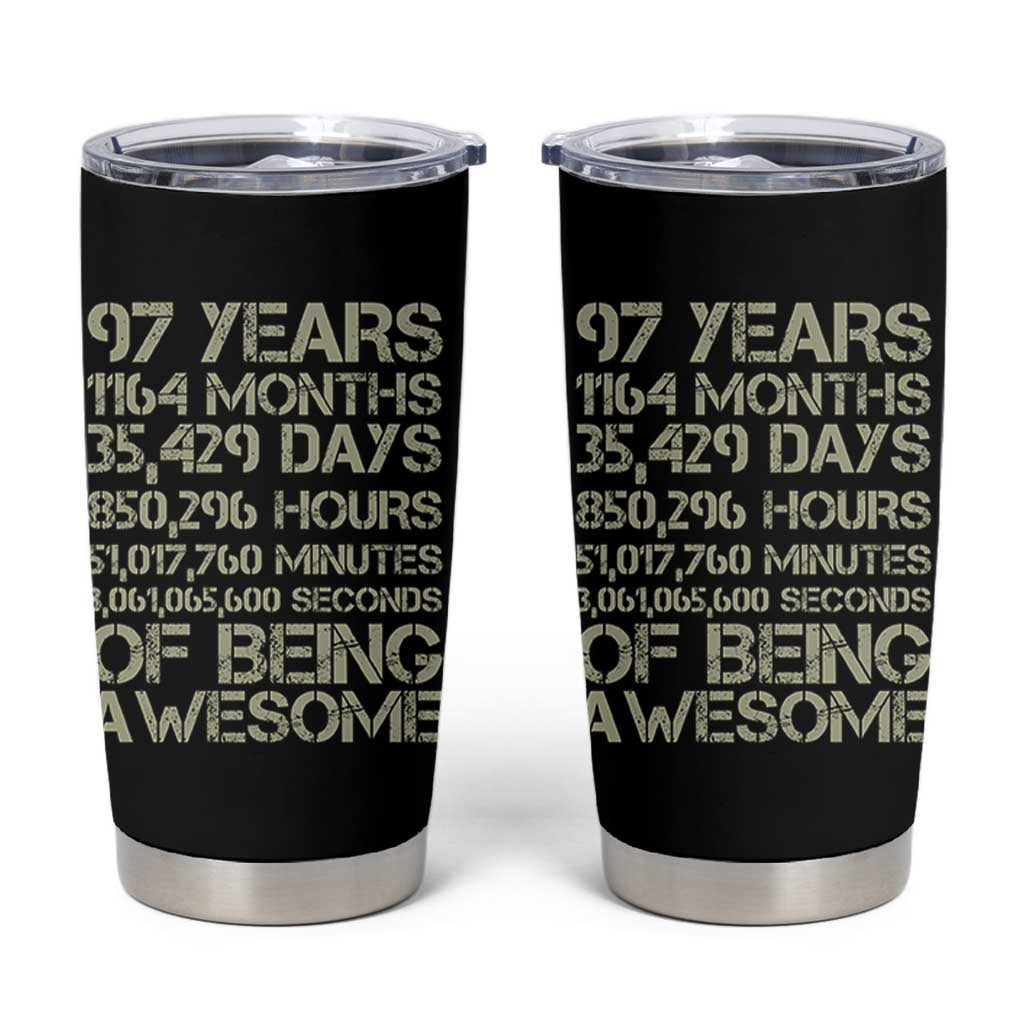 Vintage 97th Milestone Birthday Tumbler Cup 97 Years Of Being Awesome
