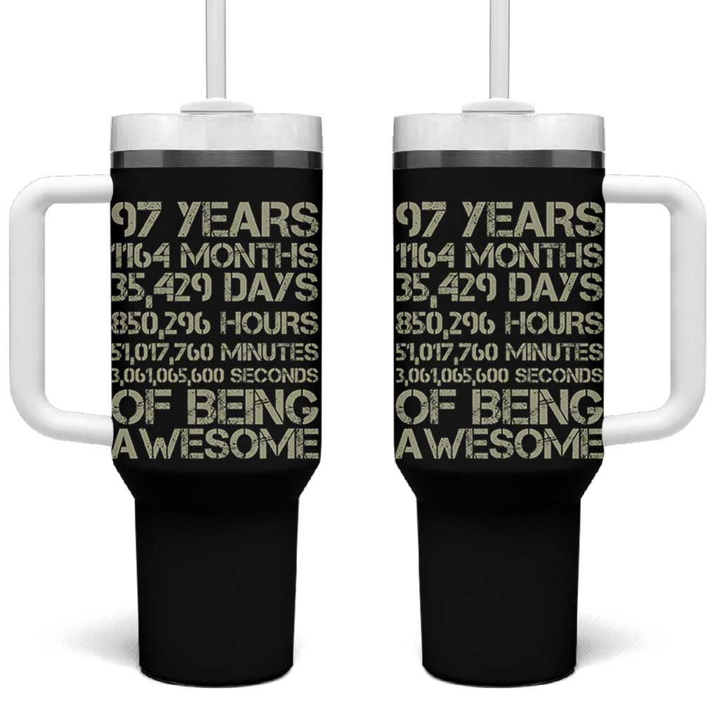Vintage 97th Milestone Birthday Tumbler With Handle 97 Years Of Being Awesome