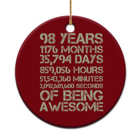 Vintage 98th Milestone Birthday Ceramic Ornament 98 Years Of Being Awesome