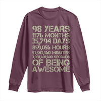 Vintage 98th Milestone Birthday Long Sleeve Shirt 98 Years Of Being Awesome